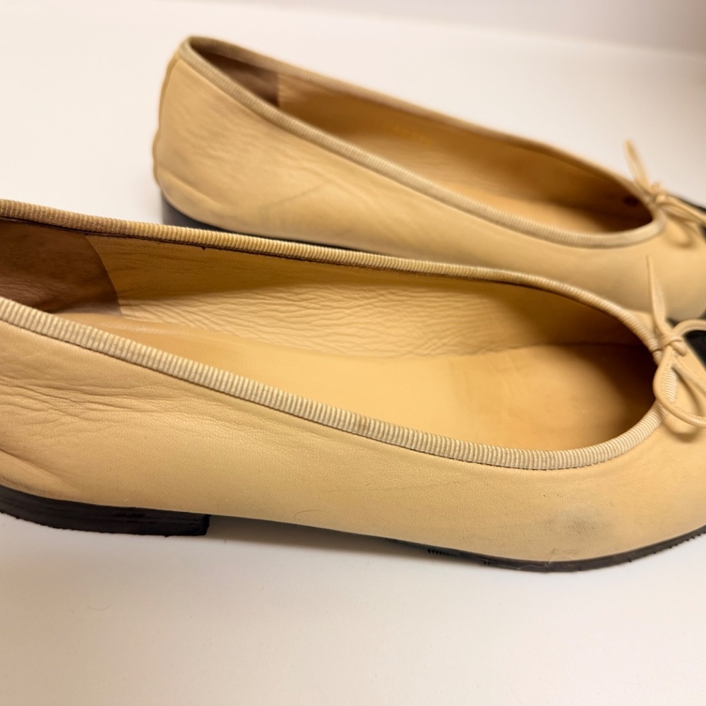 CHANEL BALLET FLATS 100% AUTHENTIC. Lambskin Beige & Black. - Picture 5 of 10